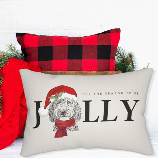 Doodle Dog Christmas Holiday Pillow. Doodle Mom Gift Idea - Goldendoodle, Labradoodle, Bernedoodle, Aussiedoodle, Sheepadoodle & M