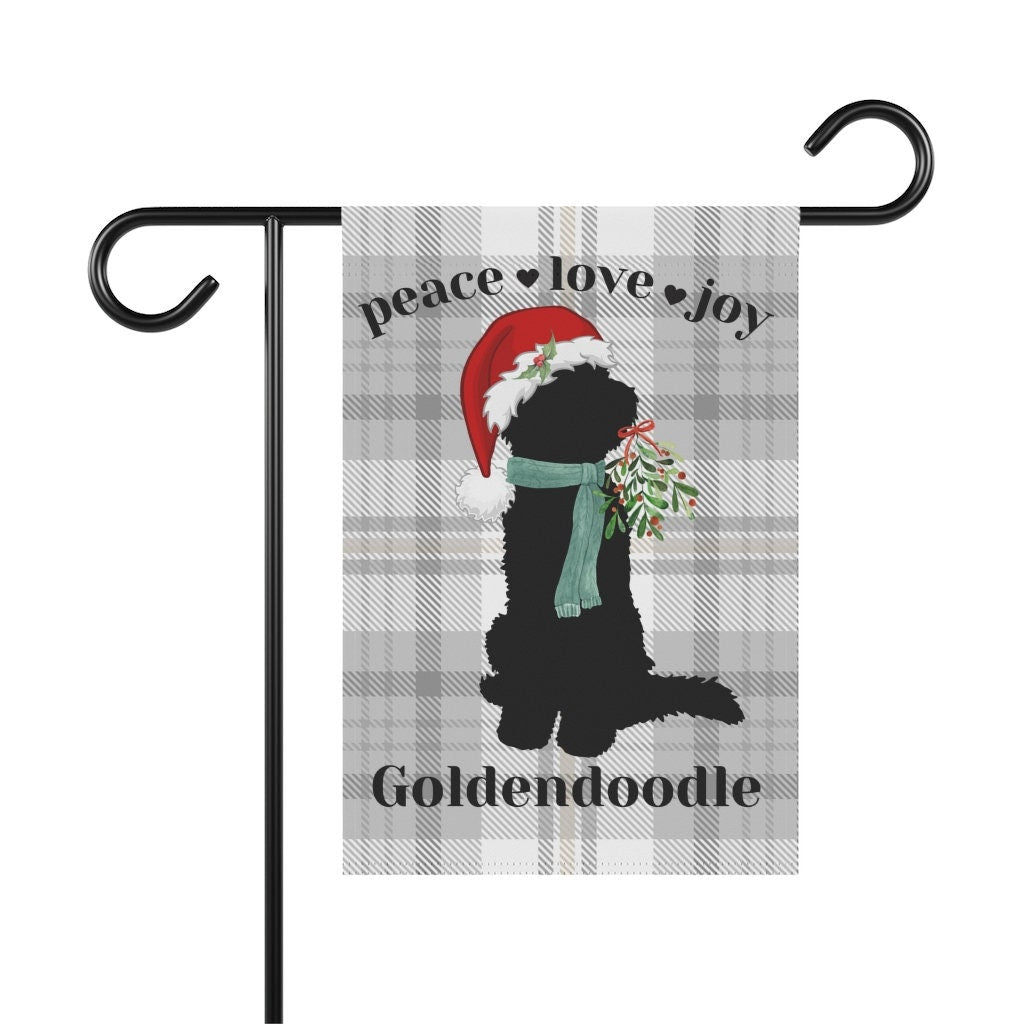 Doodle Dog Christmas Flag - Holiday Gift Idea for Doodle Mom or Dad Owner, Goldendoodle, Bernedoodle, Sheepadoodle Etc. Stand Not