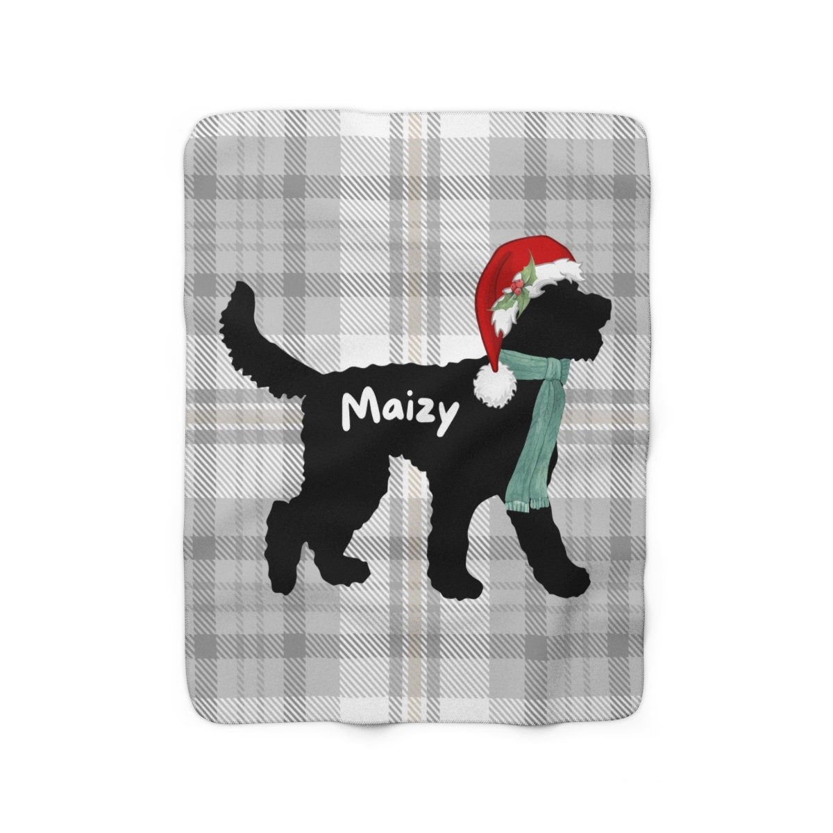 Personalized Doodle Dog Christmas Sherpa Fleece Blanket in 2 Sizes - Doodle Mom or Dad Holiday Gift, Doodle Dog Lover Cozy Blanket