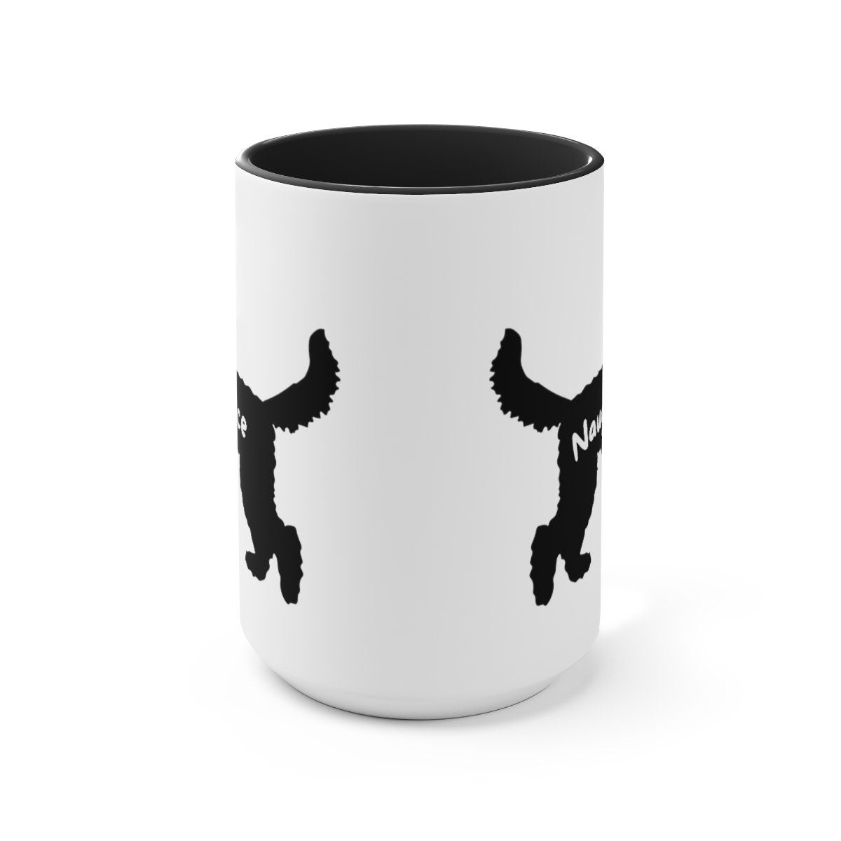 Christmas Doodle Dog Silhouette Two-Tone 15 Oz Coffee Mug - Doodle Mom or Dad Gift Idea, Goldendoodle, Bernedoodle, Aussiedoodle,