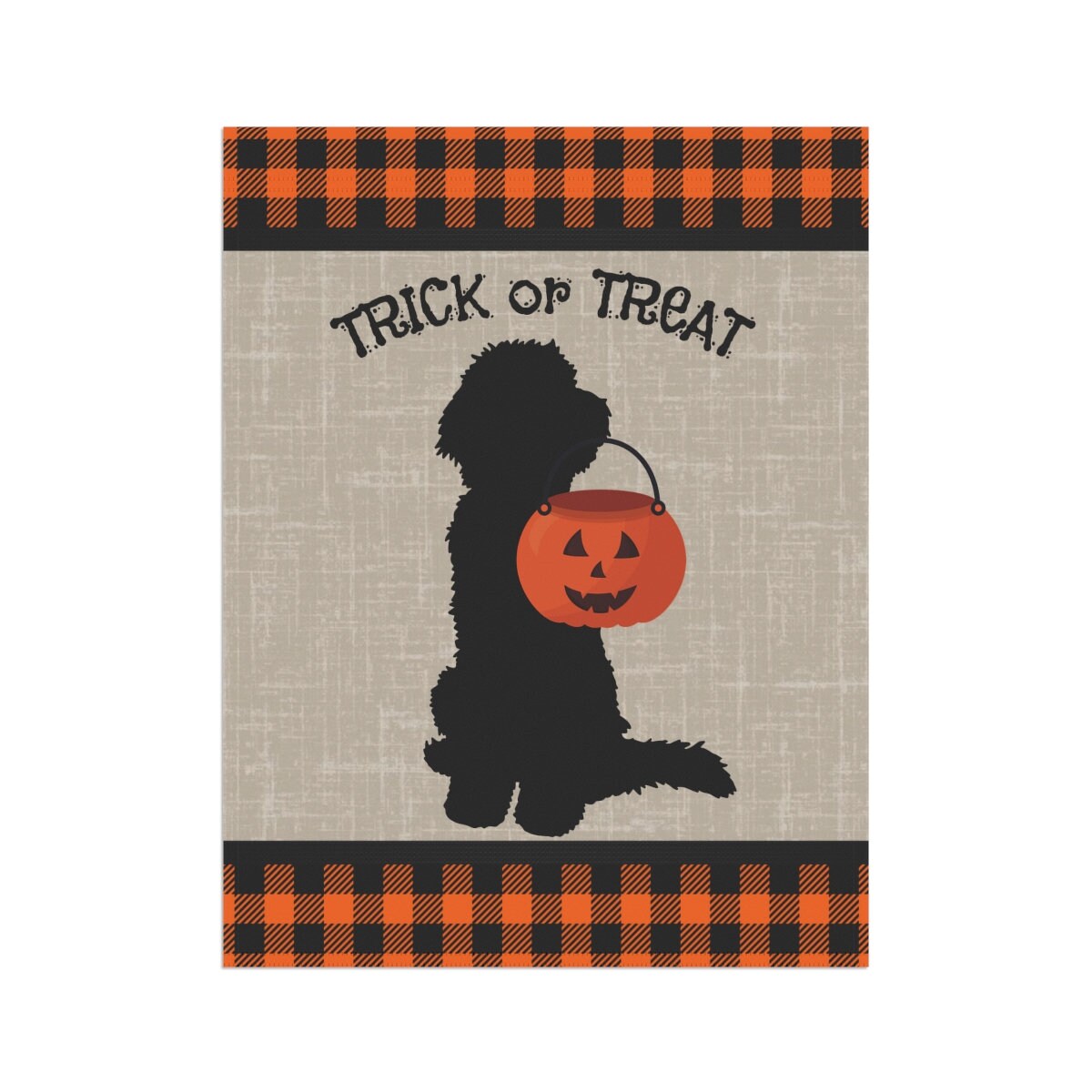 Trick or Treat Halloween Garden Flag Banner - Doodle Fall Decor, Doodle Mom/Dad Gift, Goldendoodle, Bernedoodle, Etc., Pole Not In