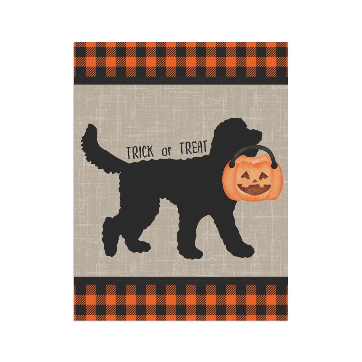 Doodle Dog Halloween Home & Garden Flag Banner - Doodle Fall Decor, Doodle Mom/Dad Gift, Goldendoodle, Bernedoodle, Pole Not Inclu