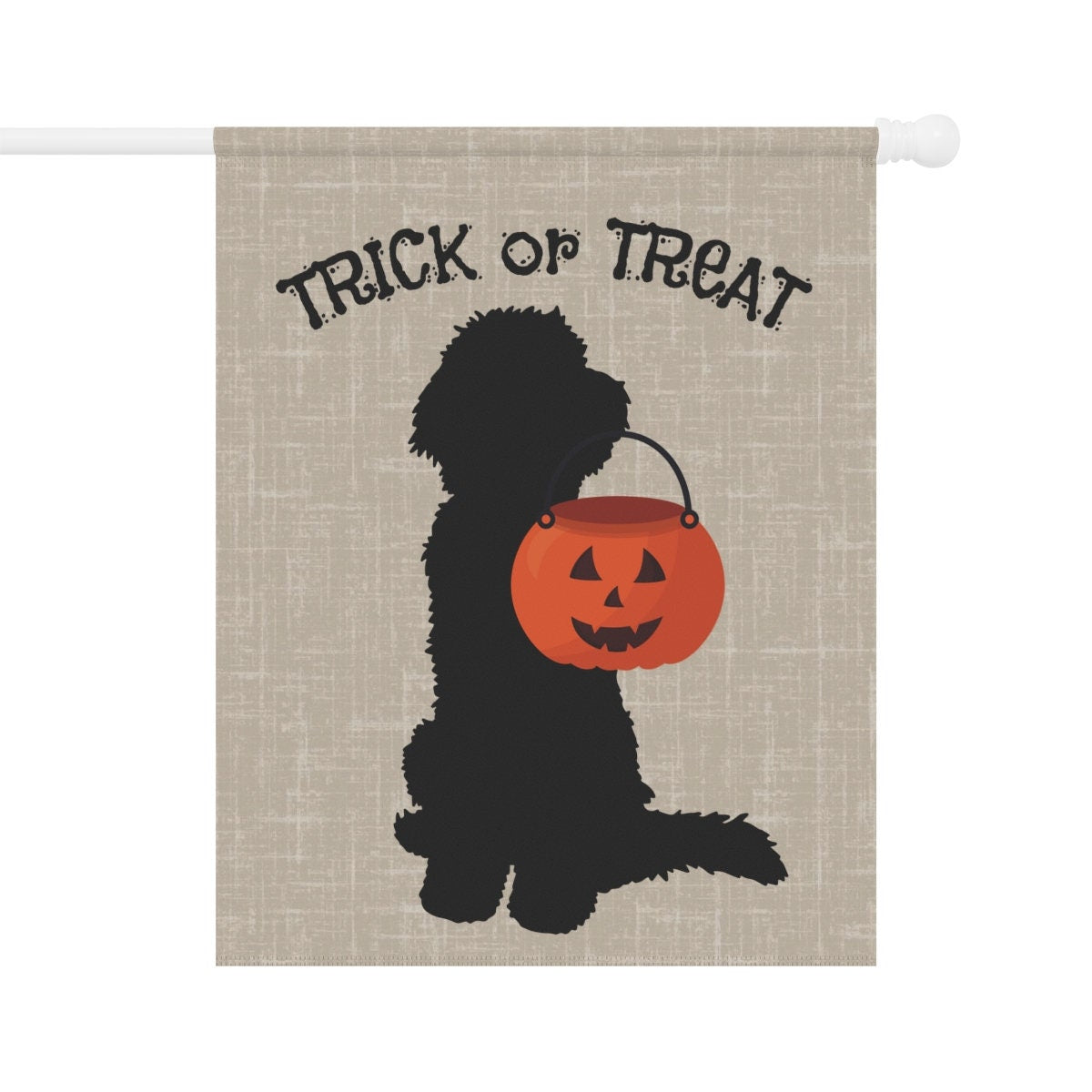 Doodle Dog Halloween Home & Garden Banner - Doodle Fall Decor, Doodle Mom or Dad Gift, Goldendoodle, Bernedoodle, Etc., Pole Not I