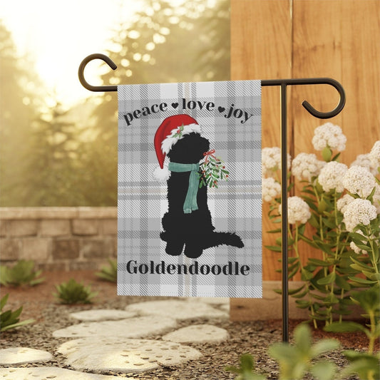 Doodle Dog Christmas Flag - Holiday Gift Idea for Doodle Mom or Dad Owner, Goldendoodle, Bernedoodle, Sheepadoodle Etc. Stand Not