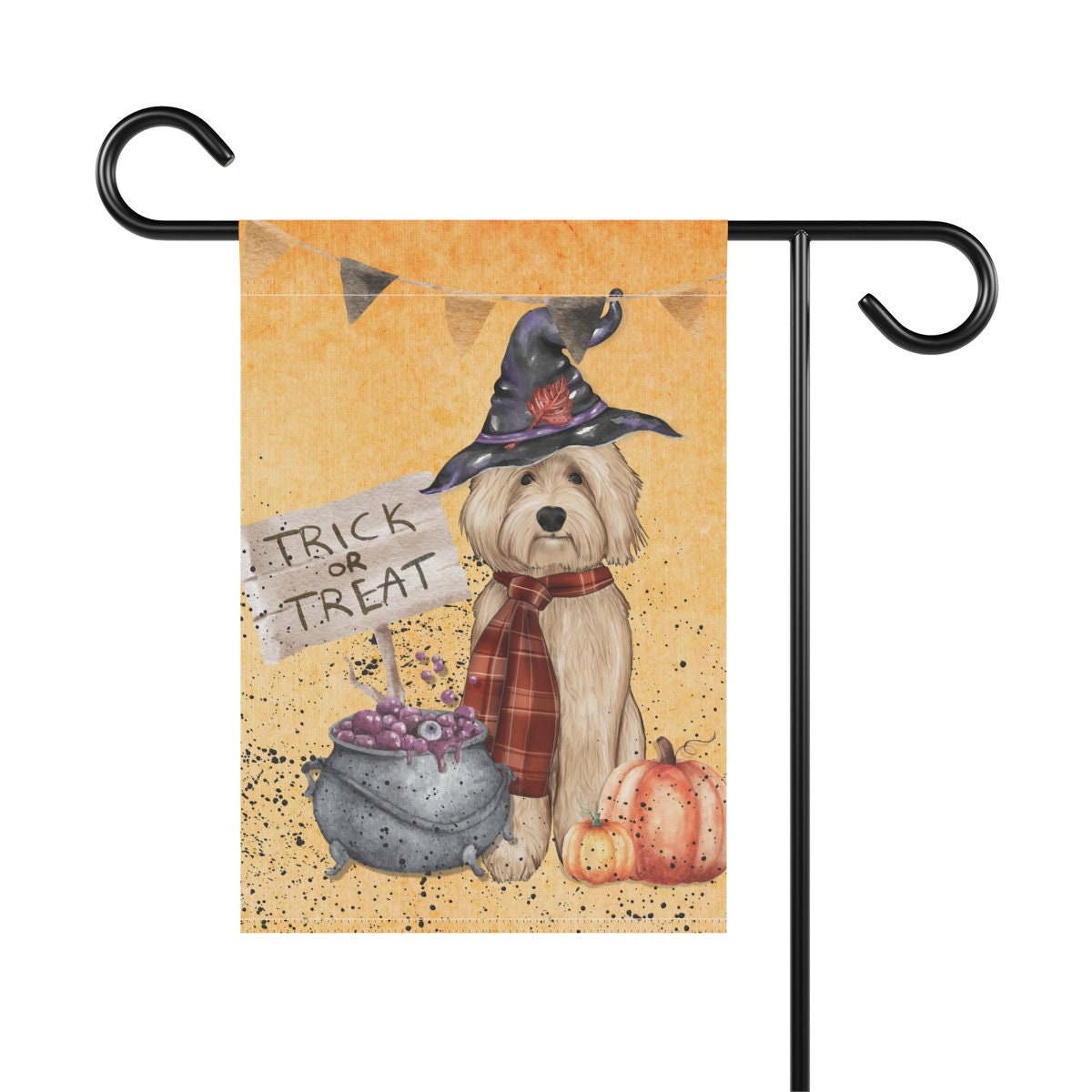 Goldendoodle - Labradoodle, Doodle Dog Fall/Halloween Garden, House Flag / Banner, Double-sided, Doodle Mom or Dad Gift Idea