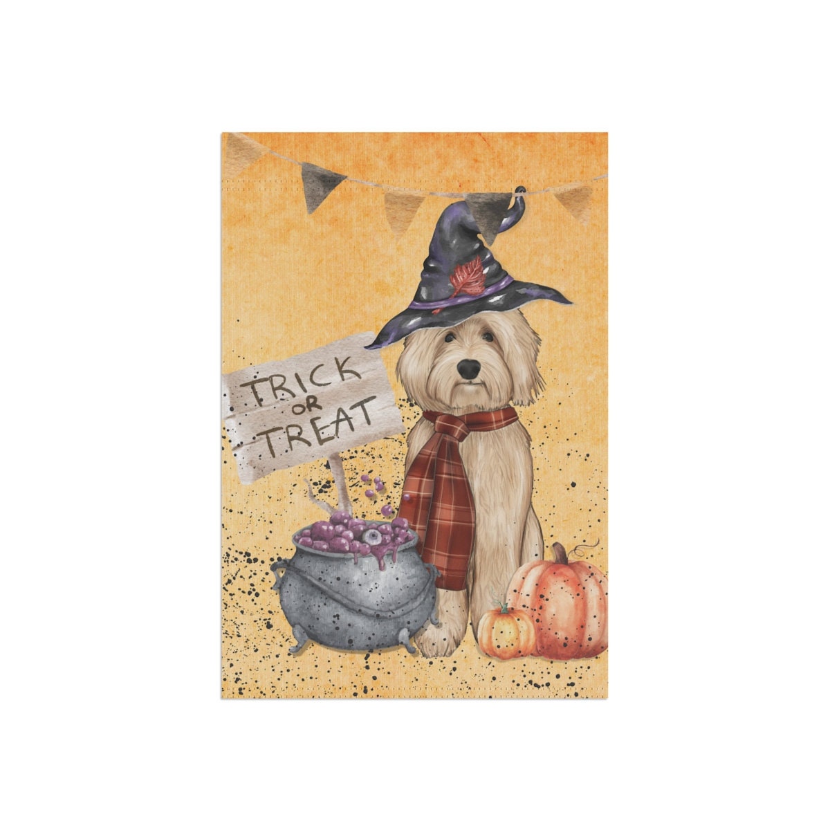 Goldendoodle - Labradoodle, Doodle Dog Fall/Halloween Garden, House Flag / Banner, Double-sided, Doodle Mom or Dad Gift Idea