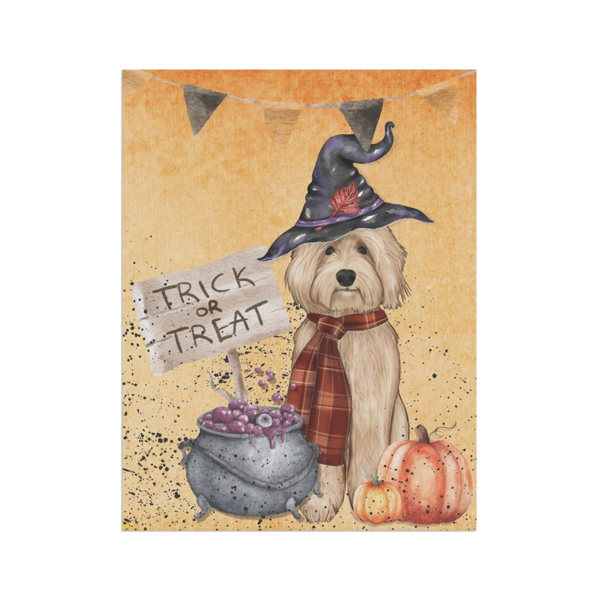 Goldendoodle - Labradoodle, Doodle Dog Fall and Halloween House Flag/Banner, Double-sided Flag for Porch or Outside Space, Pole No