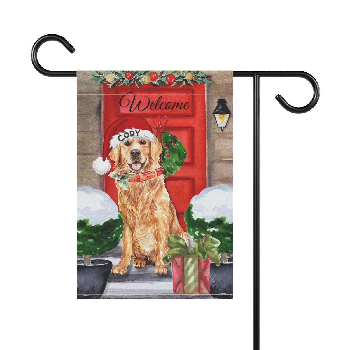 Personalized Custom Golden Retriever Christmas Garden Flag - Golden Retriever Dog Mom or  Dad Gift, Double-side Flag, Stand Not In