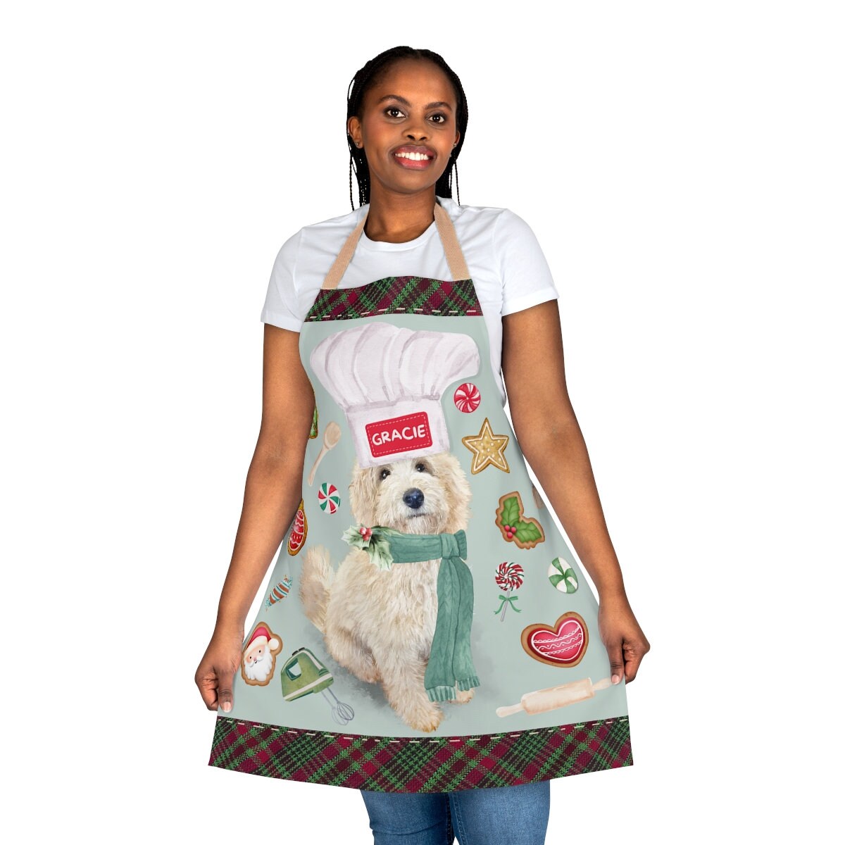 Personalized Labradoodle - Goldendoodle, Doodle Dog Holiday Chef Apron, Custom Doodle Mom Gift Idea, Resembles Many Doodle Breeds