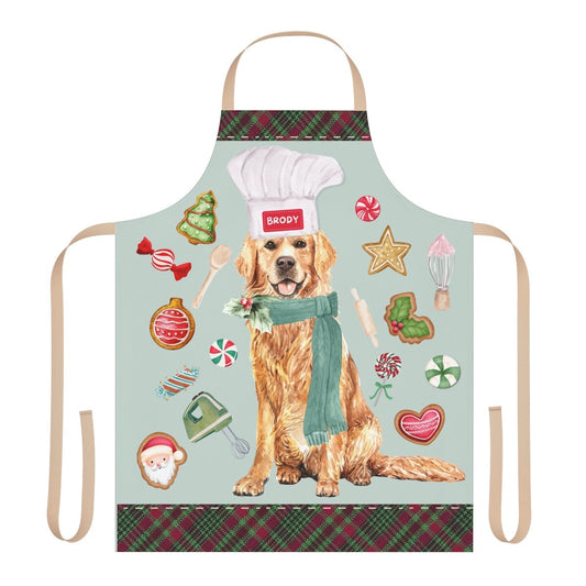 Personalized Golden Retriever Christmas Chef Apron - Perfect Holiday Gift Idea for Golden Retriever Dog Mom or Dog Lover