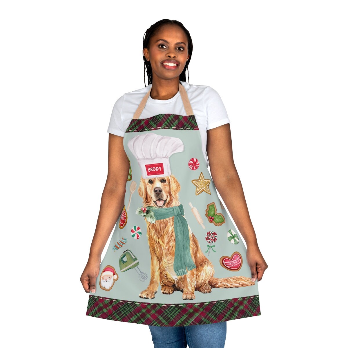 Personalized Golden Retriever Christmas Chef Apron - Perfect Holiday Gift Idea for Golden Retriever Dog Mom or Dog Lover