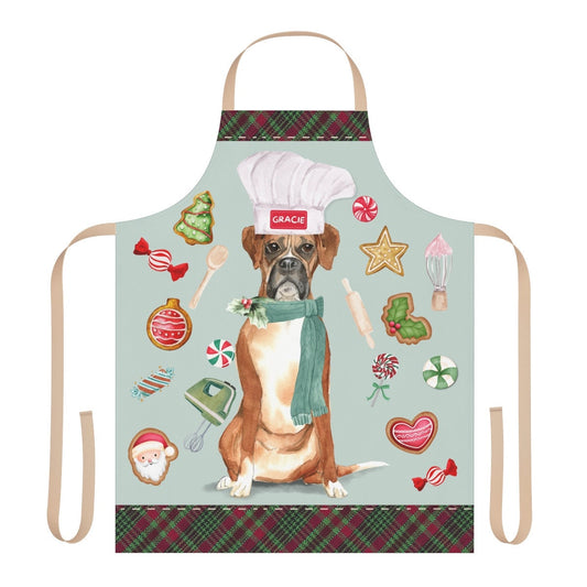 Personalized Boxer Dog Christmas Chef Apron - Perfect Holiday Gift Idea for Boxer Mom, Or Boxer Lover