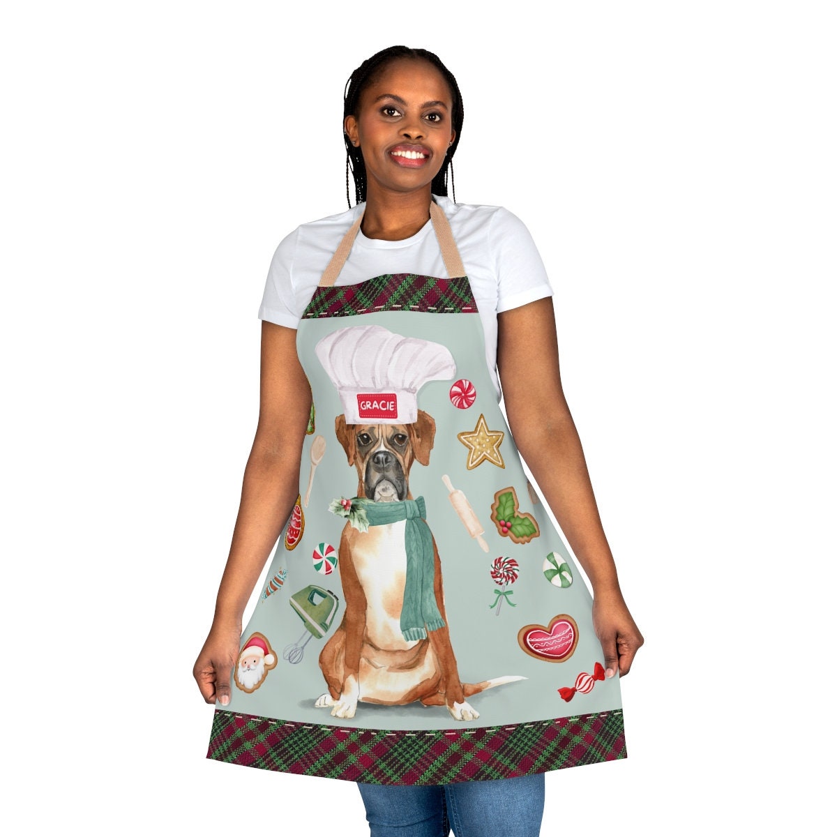 Personalized Boxer Dog Christmas Chef Apron - Perfect Holiday Gift Idea for Boxer Mom, Or Boxer Lover