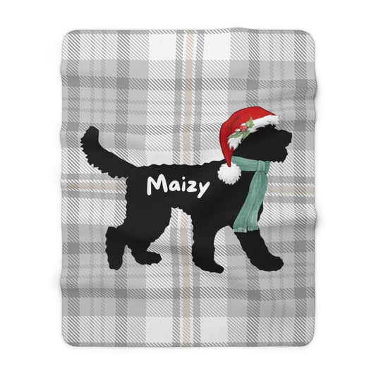 Personalized Doodle Dog Christmas Sherpa Fleece Blanket in 2 Sizes - Doodle Mom or Dad Holiday Gift, Doodle Dog Lover Cozy Blanket