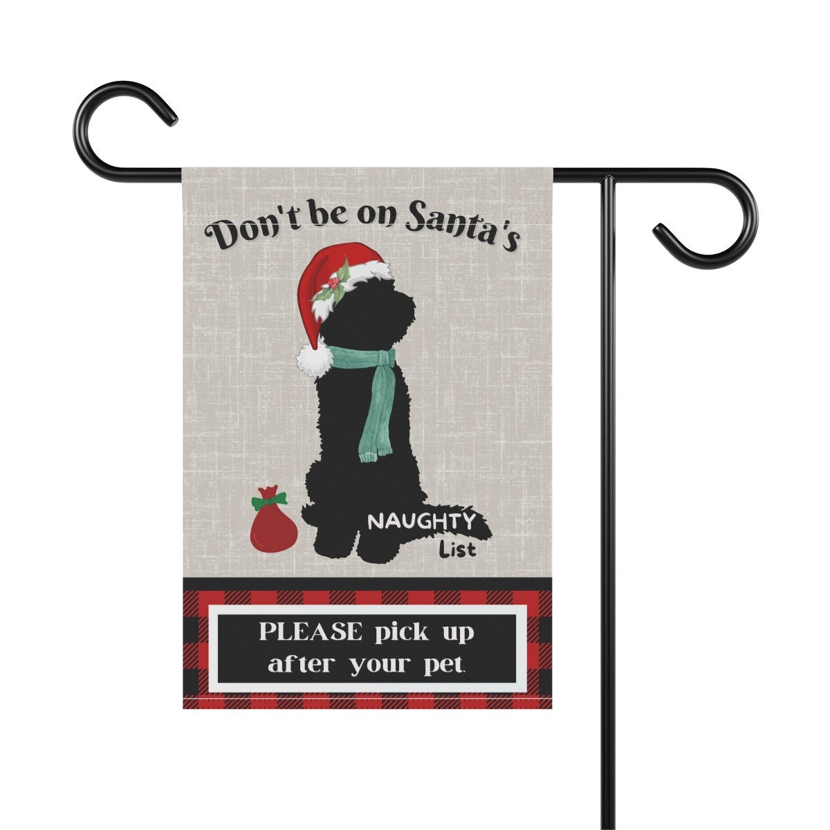 Doodle Dog Silhouette Funny Christmas Flag - Holiday Gift Idea for Doodle  Mom or Dad, Pet Clean Up Flag, Goldendoodle, Bernedoodl