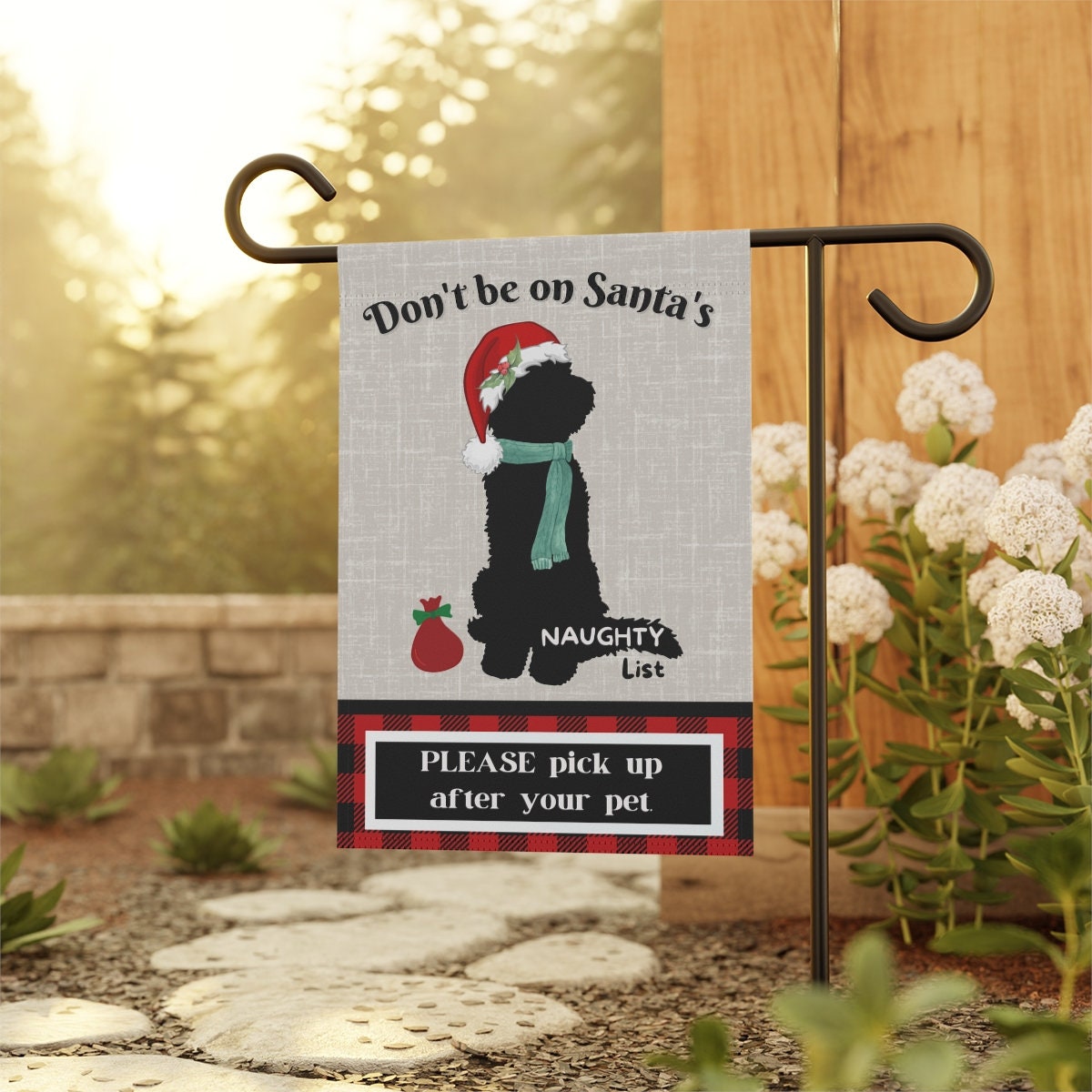 Doodle Dog Silhouette Funny Christmas Flag - Holiday Gift Idea for Doodle  Mom or Dad, Pet Clean Up Flag, Goldendoodle, Bernedoodl