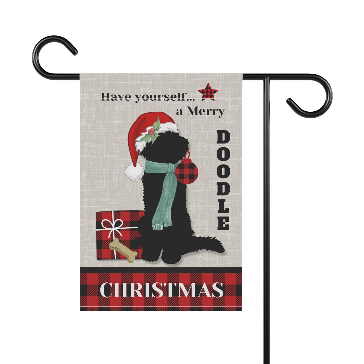 Doodle Dog Christmas Flag - Holiday Gift Idea for Doodle Mom or Dad Owner, Goldendoodle, Bernedoodle, Sheepadoodle & Most Doodle