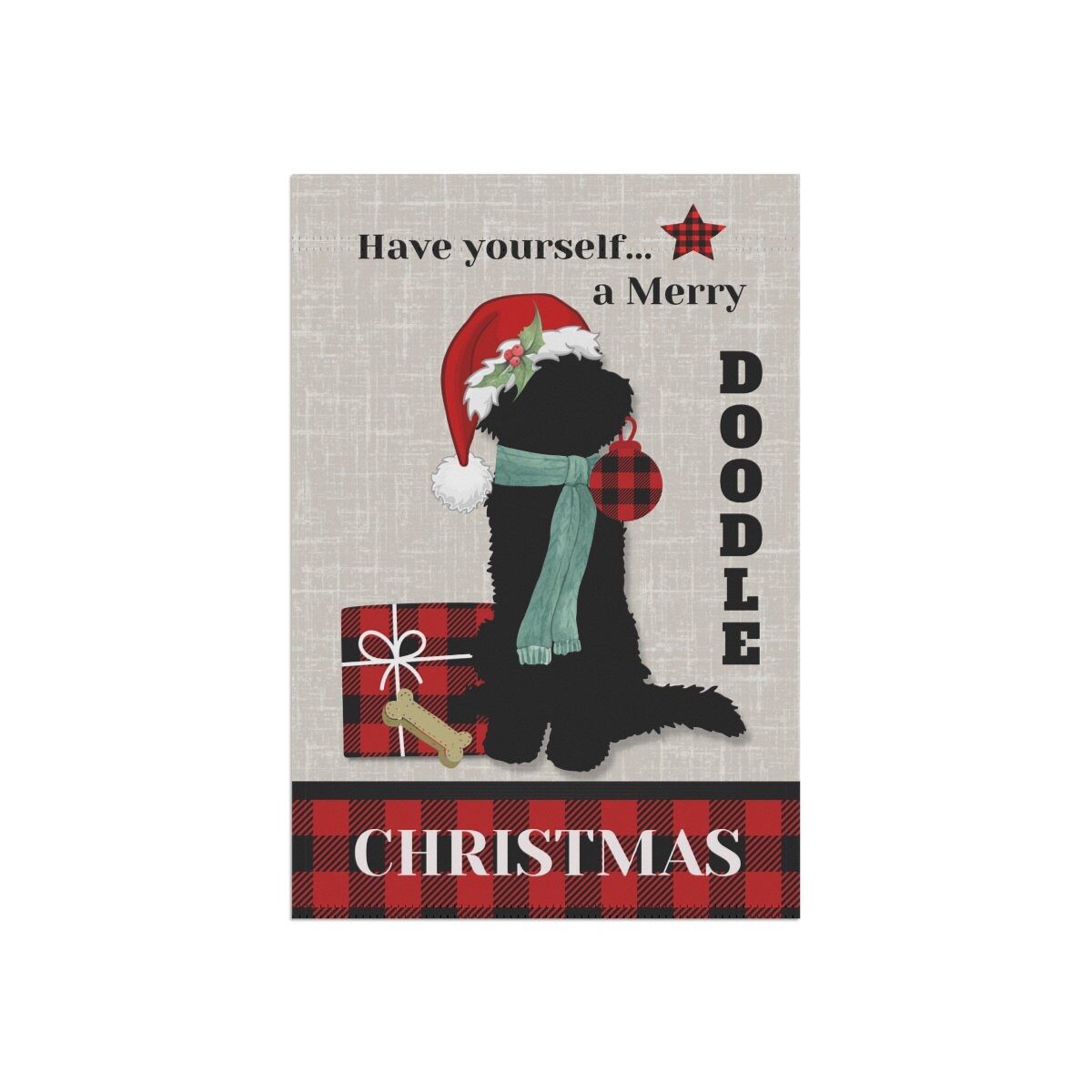 Doodle Dog Christmas Flag - Holiday Gift Idea for Doodle Mom or Dad Owner, Goldendoodle, Bernedoodle, Sheepadoodle & Most Doodle