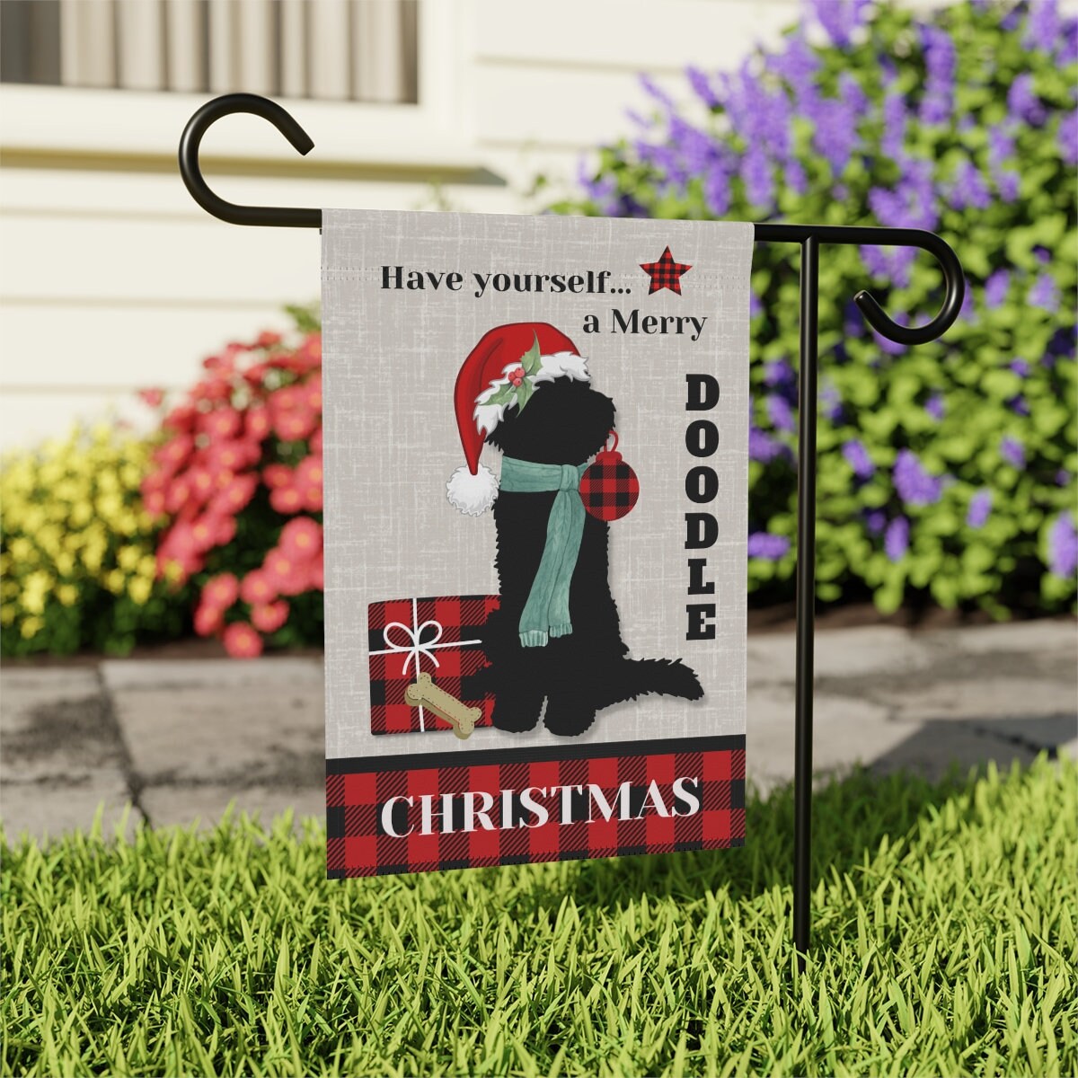 Doodle Dog Christmas Flag - Holiday Gift Idea for Doodle Mom or Dad Owner, Goldendoodle, Bernedoodle, Sheepadoodle & Most Doodle