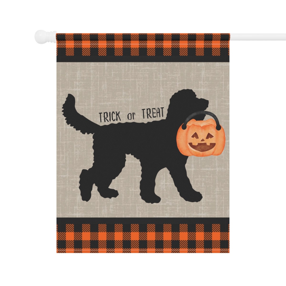 Doodle Dog Halloween Home & Garden Flag Banner - Doodle Fall Decor, Doodle Mom/Dad Gift, Goldendoodle, Bernedoodle, Pole Not Inclu