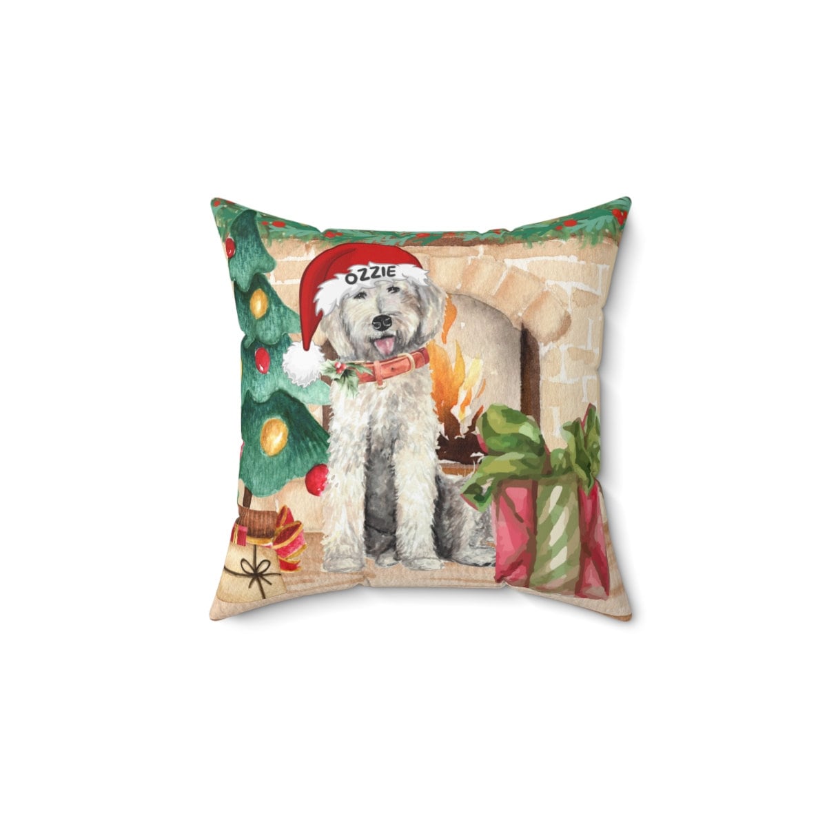 Labradoodle - Goldendoodle, Doodle Christmas Pillow, Doodle Mom or Dad Gift, Personalized Doodle Dog Holiday Gift