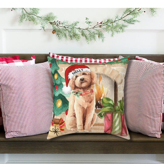 Goldendoodle - Labradoodle, Doodle, Christmas Pillow, Doodle Mom or Dad Gift, Personalized Doodle Dog Holiday Gift