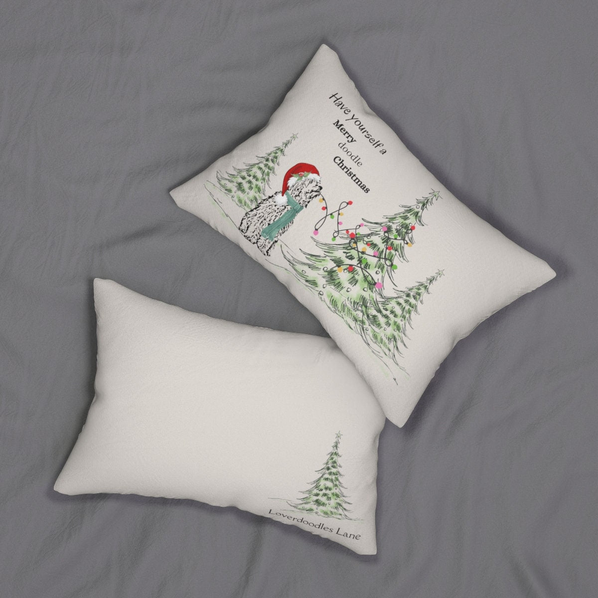 Doodle Dog Christmas Pillow - Doodle Mom Gift, Goldendoodle, Bernedoodle, Labradoodle, Etc. Holiday Home Decor