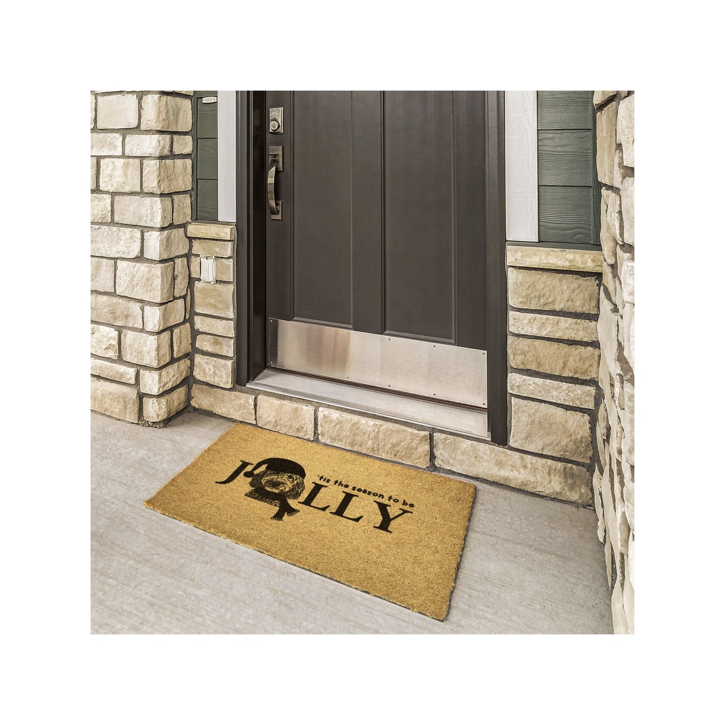 Doodle Dog Jolly Christmas Doormat Rug - Doodle Mom or Dad Holiday Gift, Goldendoodle, Bernedoodle, Labradoodle and More Jolly Mat