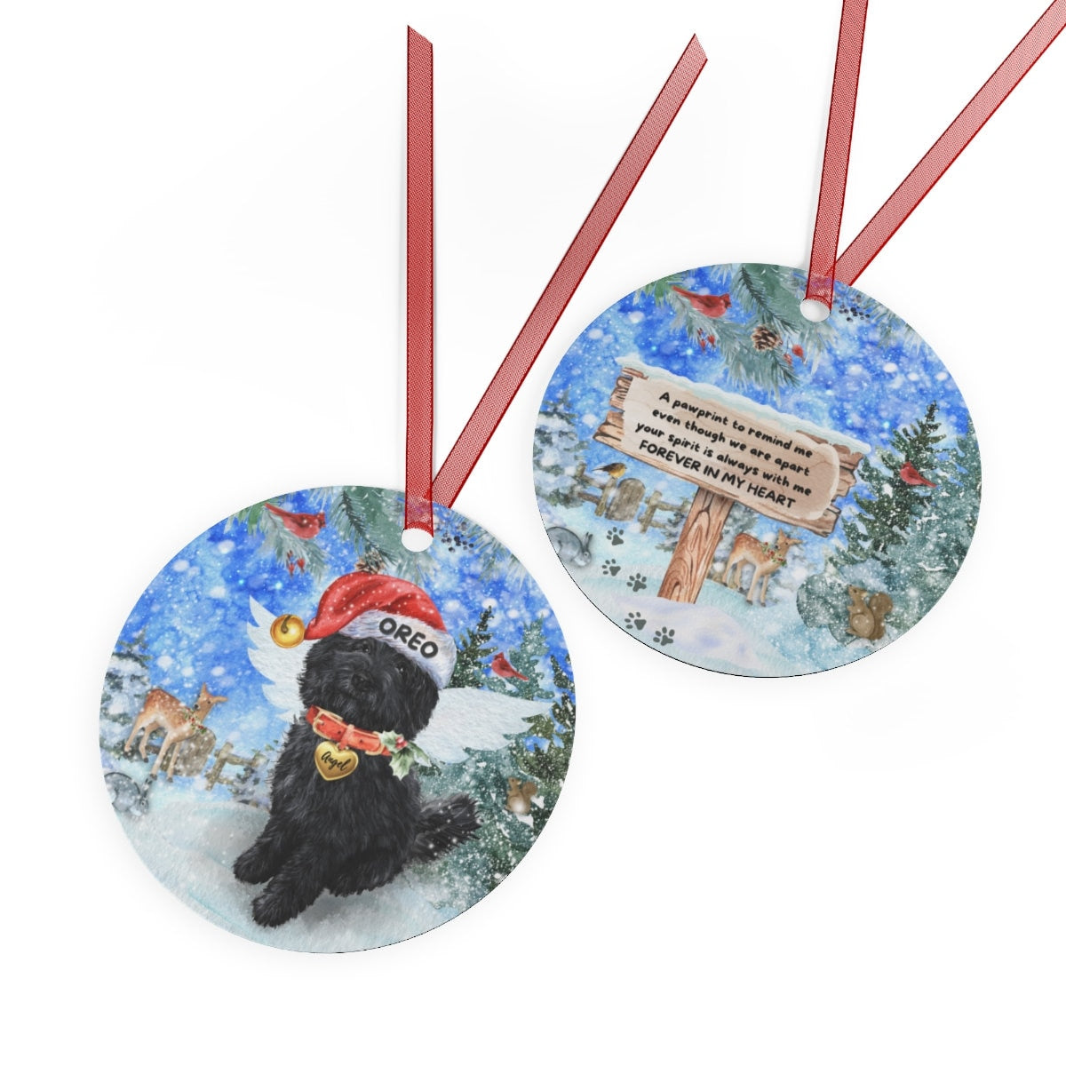 Personalized Doodle Dog Memorial Ornament - Black Doodle Dog Mom Dad Sympathy Gift, Christmas Dog Memorial Ornament, Pet Loss Gift