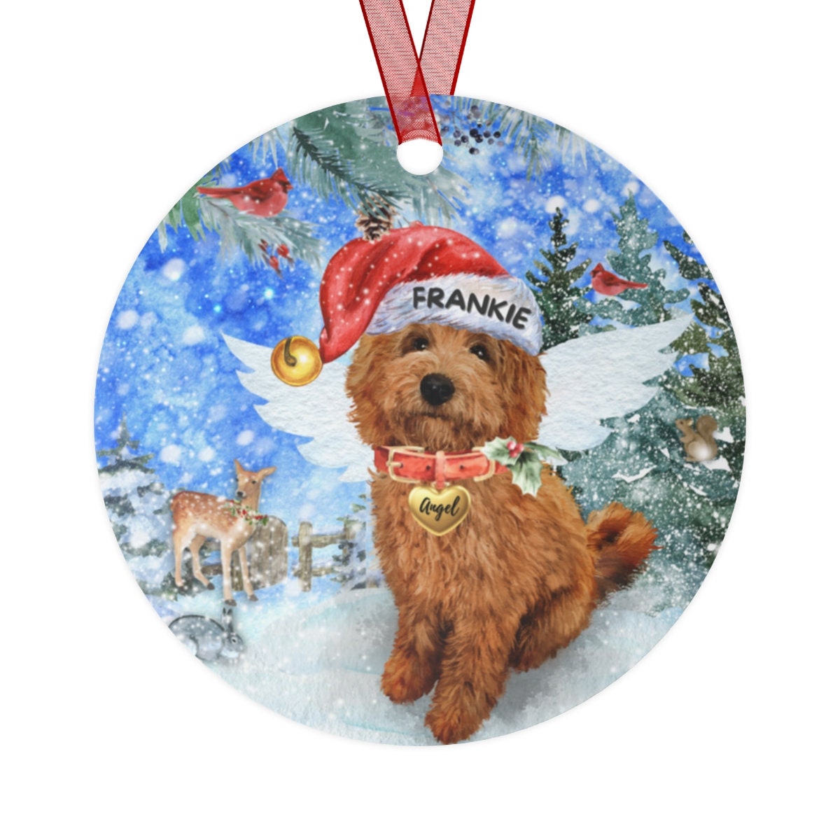 Personalized Doodle Dog Memorial Ornament - Doodle Dog Mom Dad Sympathy Gift, Christmas Dog Memorial Ornament, Apricot Doodle