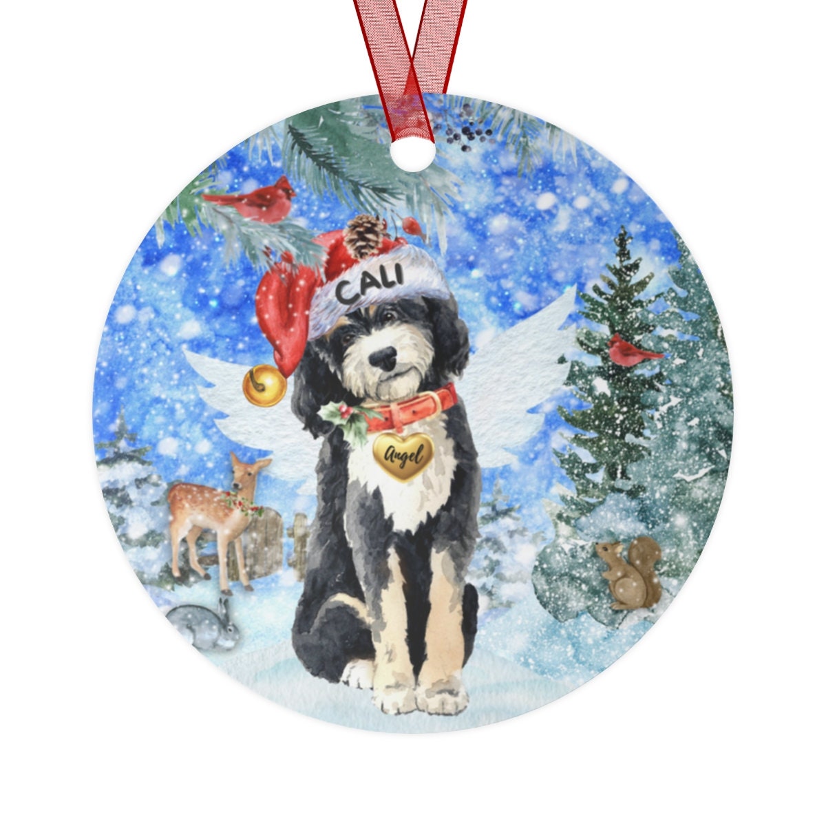 Personalized Bernedoodle Dog Memorial Ornament - Doodle Dog Mom Dad Sympathy Gift, Christmas Dog Memorial Ornament