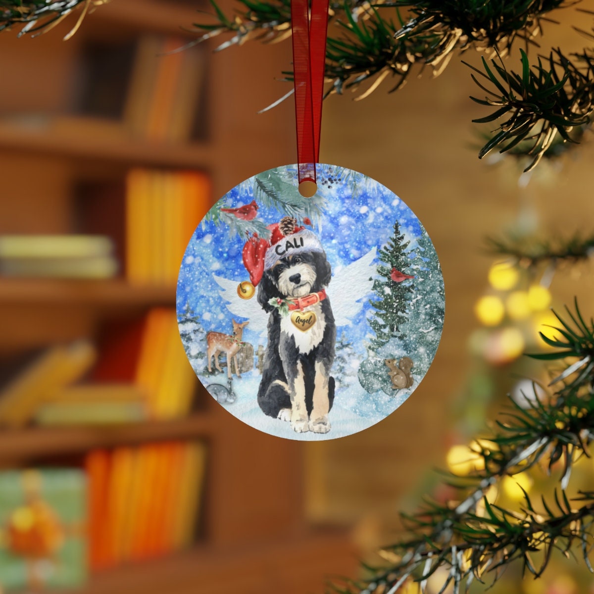 Personalized Bernedoodle Dog Memorial Ornament - Doodle Dog Mom Dad Sympathy Gift, Christmas Dog Memorial Ornament