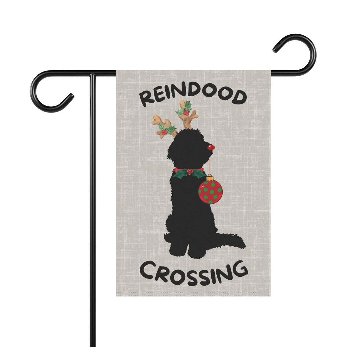 Doodle Dog Christmas Flag - Reindood Crossing, Perfect Doodle Mom or Dad Gift, Holiday Doodle Lawn Sign/flag, Stand Not Included