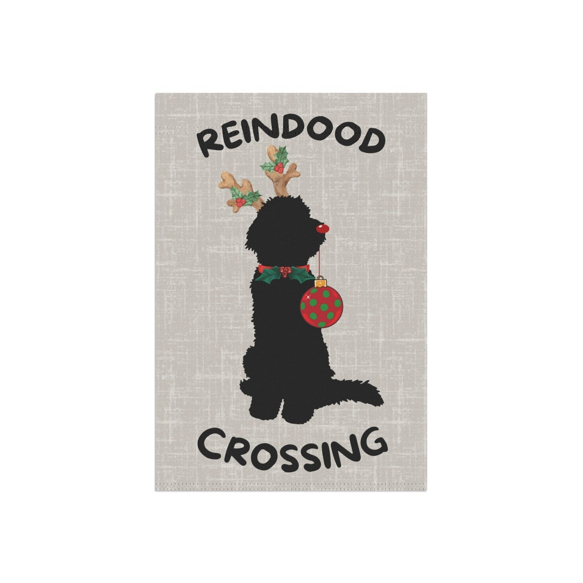 Doodle Dog Christmas Flag - Reindood Crossing, Perfect Doodle Mom or Dad Gift, Holiday Doodle Lawn Sign/flag, Stand Not Included