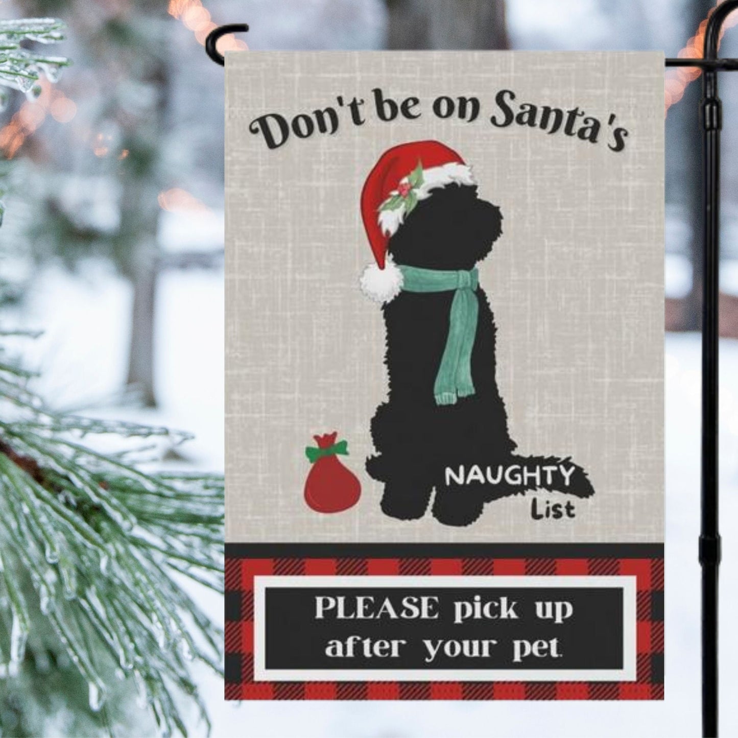 Doodle Dog Silhouette Funny Christmas Flag - Holiday Gift Idea for Doodle  Mom or Dad, Pet Clean Up Flag, Goldendoodle, Bernedoodl