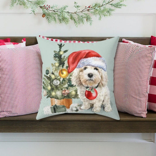 Mini Doodle - Maltipoo, Cavapoo Cavoodle, Christmas Pillow, Doodle Mom Holiday Gift, Doodle Dog Home Decor, Cover and Insert