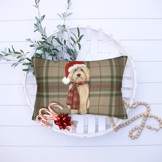 Doodle Dog Holiday Christmas Pillow - Goldendoodle, Labradoodle, Doodle Dog Mom or Dad Gift Idea, Doodle Home Decor