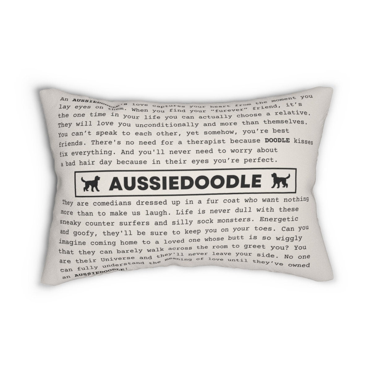 Aussiedoodle Gift Pillow - Aussiedoodle Mom and Dad Gift, Aussiedoodle One-of-a Kind Poem Pillow