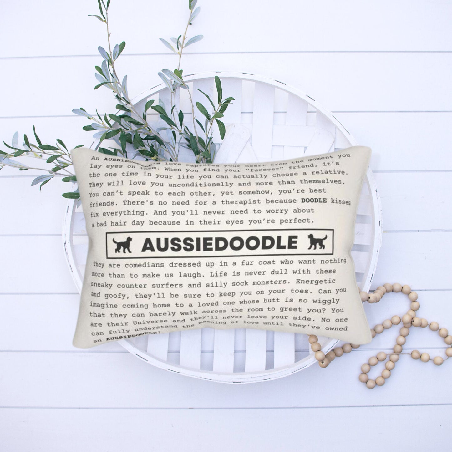 Aussiedoodle Gift Pillow - Aussiedoodle Mom and Dad Gift, Aussiedoodle One-of-a Kind Poem Pillow