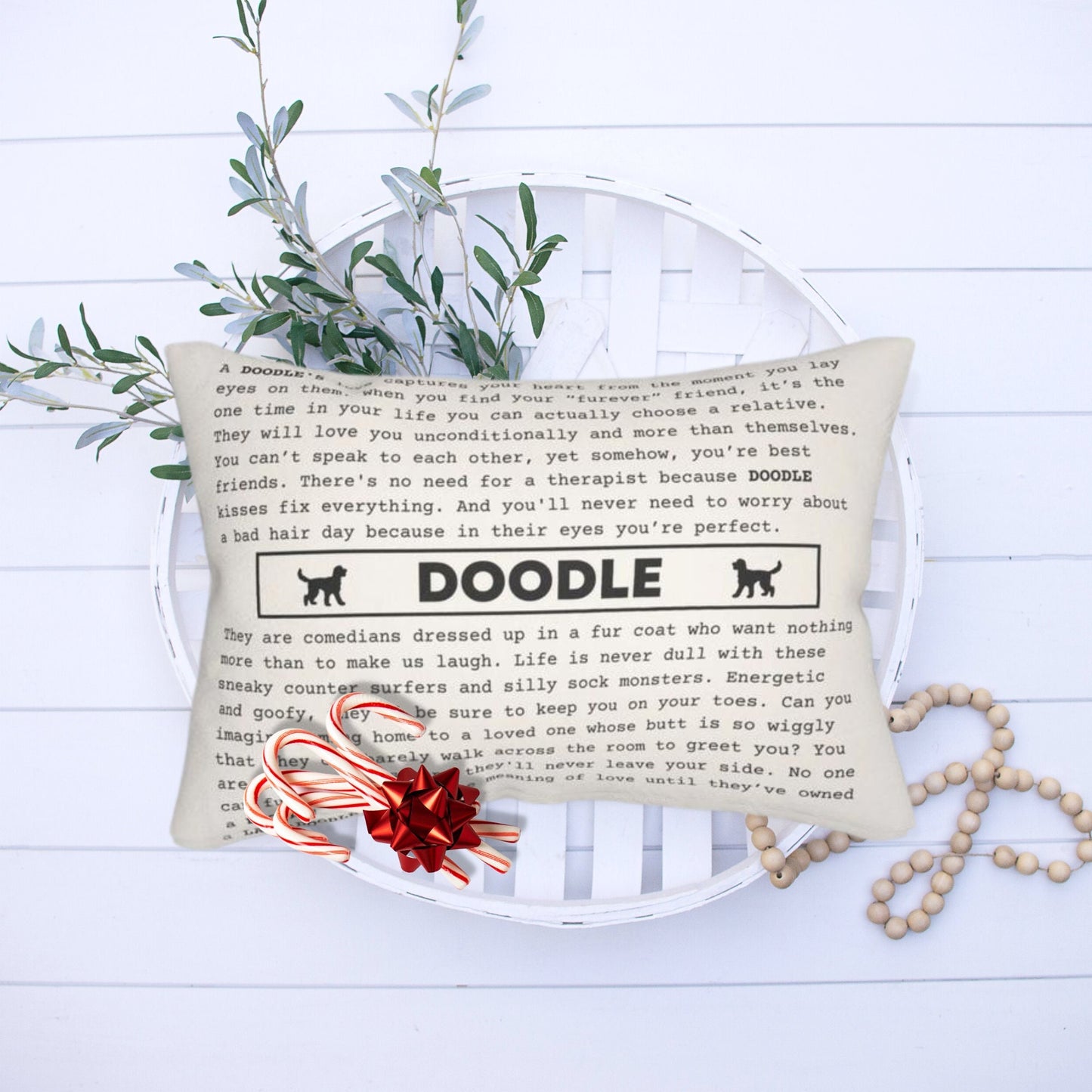 Doodle Dog Pillow - Perfect Gift for Doodle Dog Lover, Doodle Mom & Dad, Treasured Doodle Poem Gift