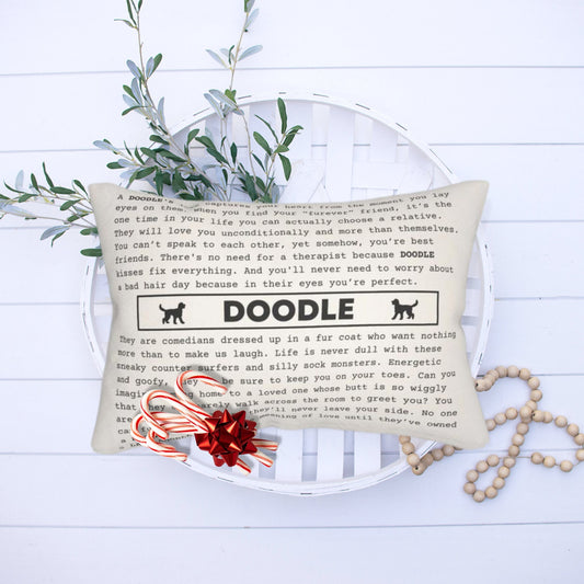 Doodle Dog Pillow - Perfect Gift for Doodle Dog Lover, Doodle Mom & Dad, Treasured Doodle Poem Gift