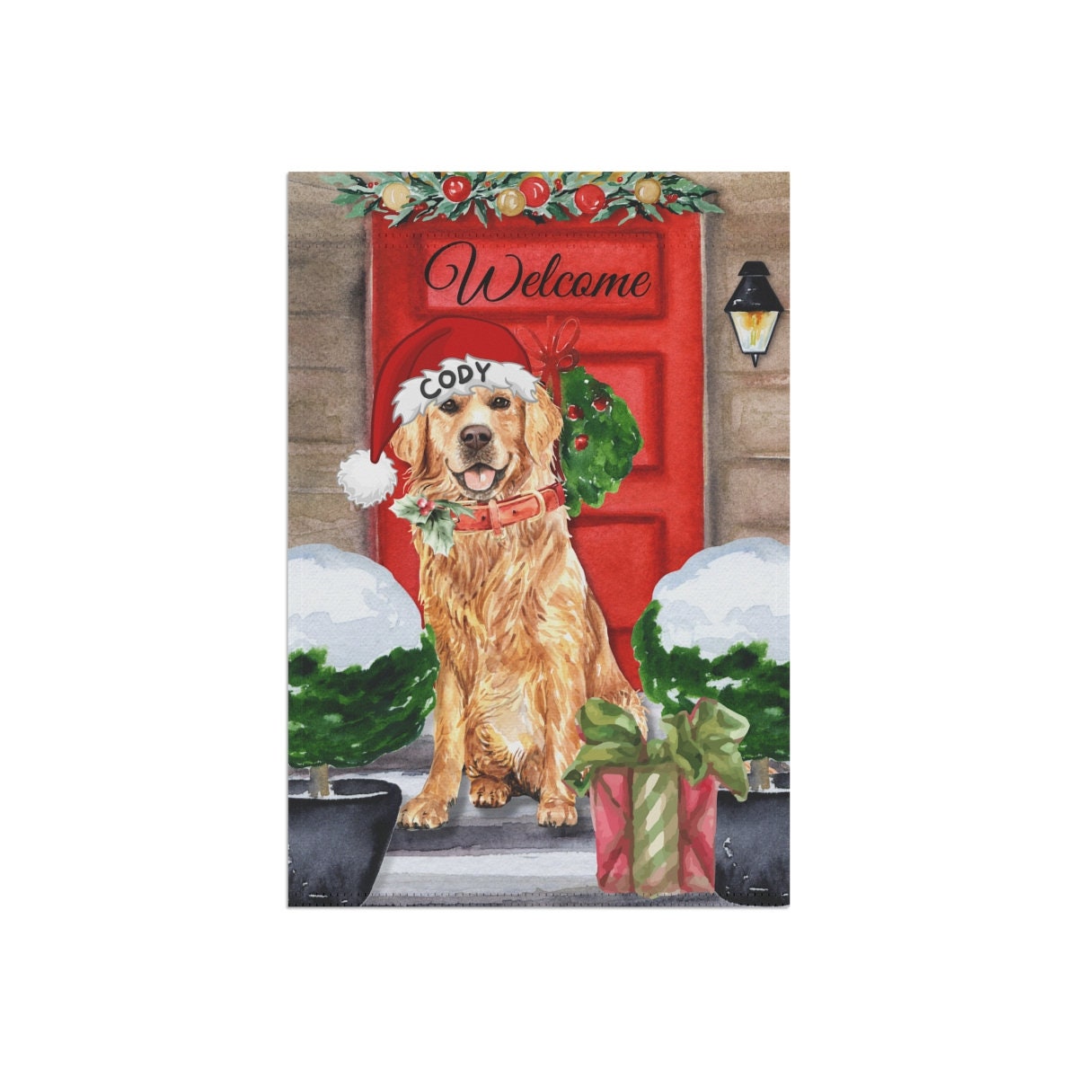 Personalized Custom Golden Retriever Christmas Garden Flag - Golden Retriever Dog Mom or  Dad Gift, Double-side Flag, Stand Not In