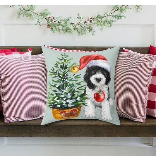 Bernedoodle - Doodle Dog Christmas Throw Pillow, Bernedoodle Mom Holiday Gift, Cover and Insert Included