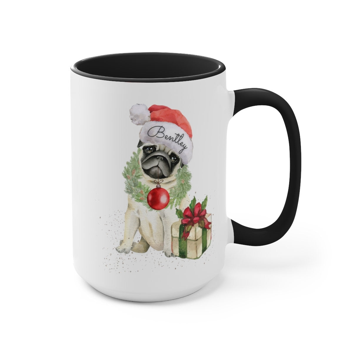 Personalized Pug Coffee Mug - Perfect Gift for Pug Mom or Dad, Black/white Two-Tone Coffee Mug, 15oz, Custom Pug Gift, Pug Mug