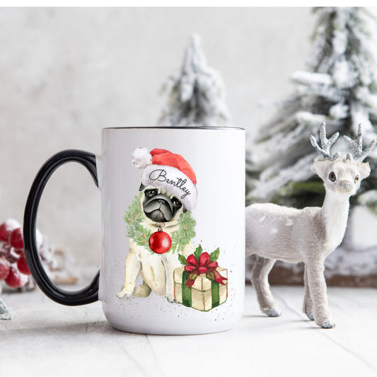 Personalized Pug Coffee Mug - Perfect Gift for Pug Mom or Dad, Black/white Two-Tone Coffee Mug, 15oz, Custom Pug Gift, Pug Mug