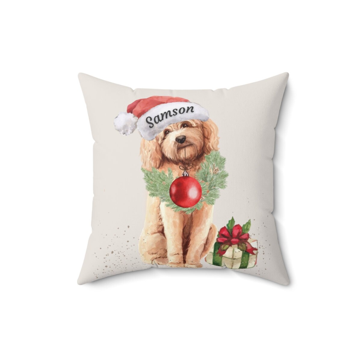 Goldendoodle - Labradoodle Christmas Pillow, Doodle Dog Mom/ Dad Gift, Personalized Doodle Keepsake Gift, 16x16 Boutique Pillow