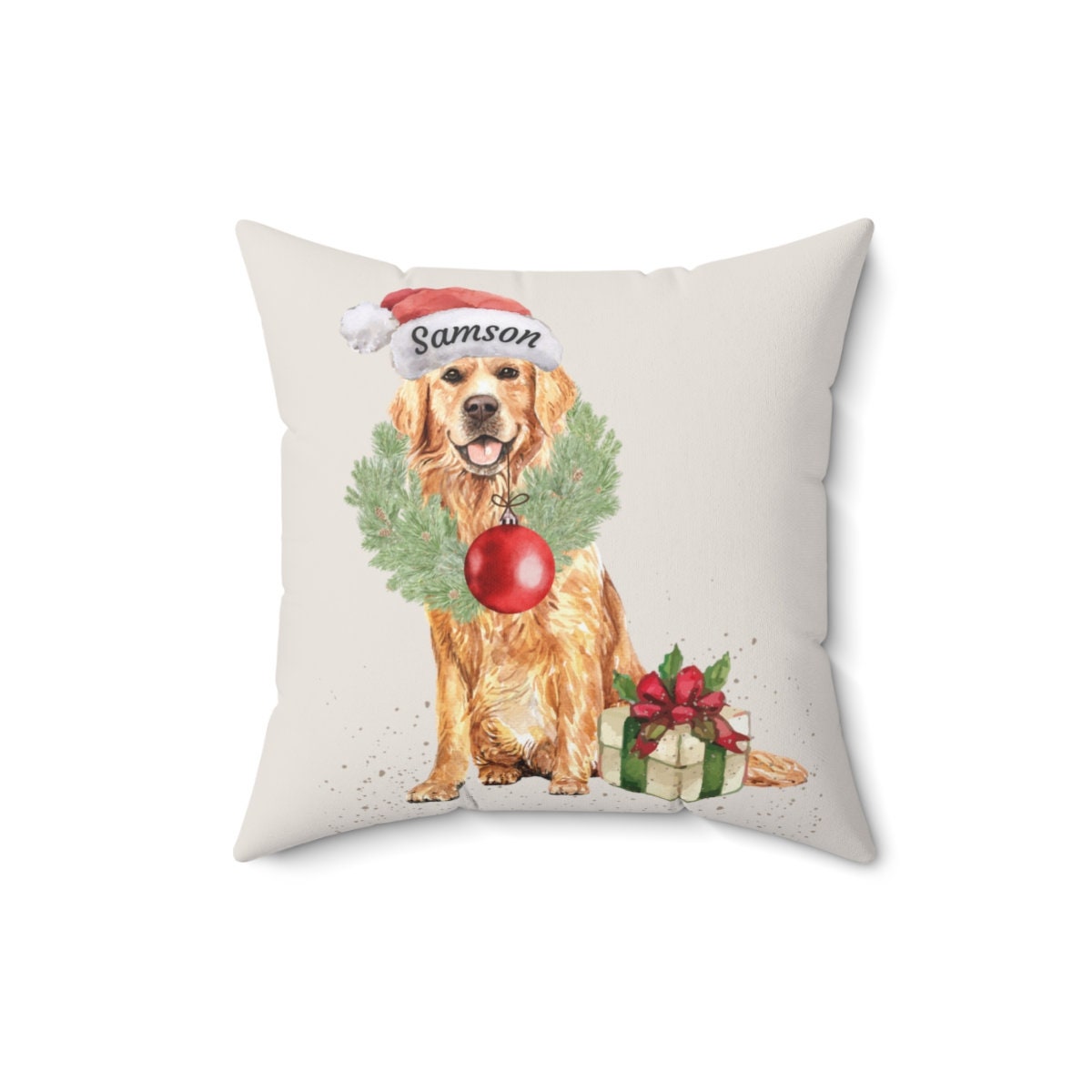 Spun Polyester Square Pillow - Custom Retriever, Golden Retriever, Personalized Golden, Retriever Christmas, Retriever Dad