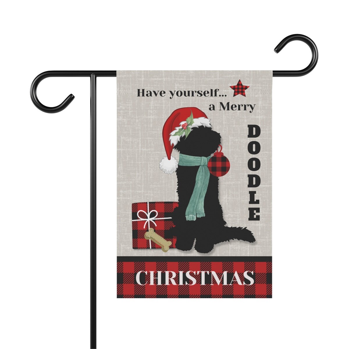 Doodle Dog Christmas Flag - Holiday Gift Idea for Doodle Mom or Dad Owner, Goldendoodle, Bernedoodle, Sheepadoodle & Most Doodle