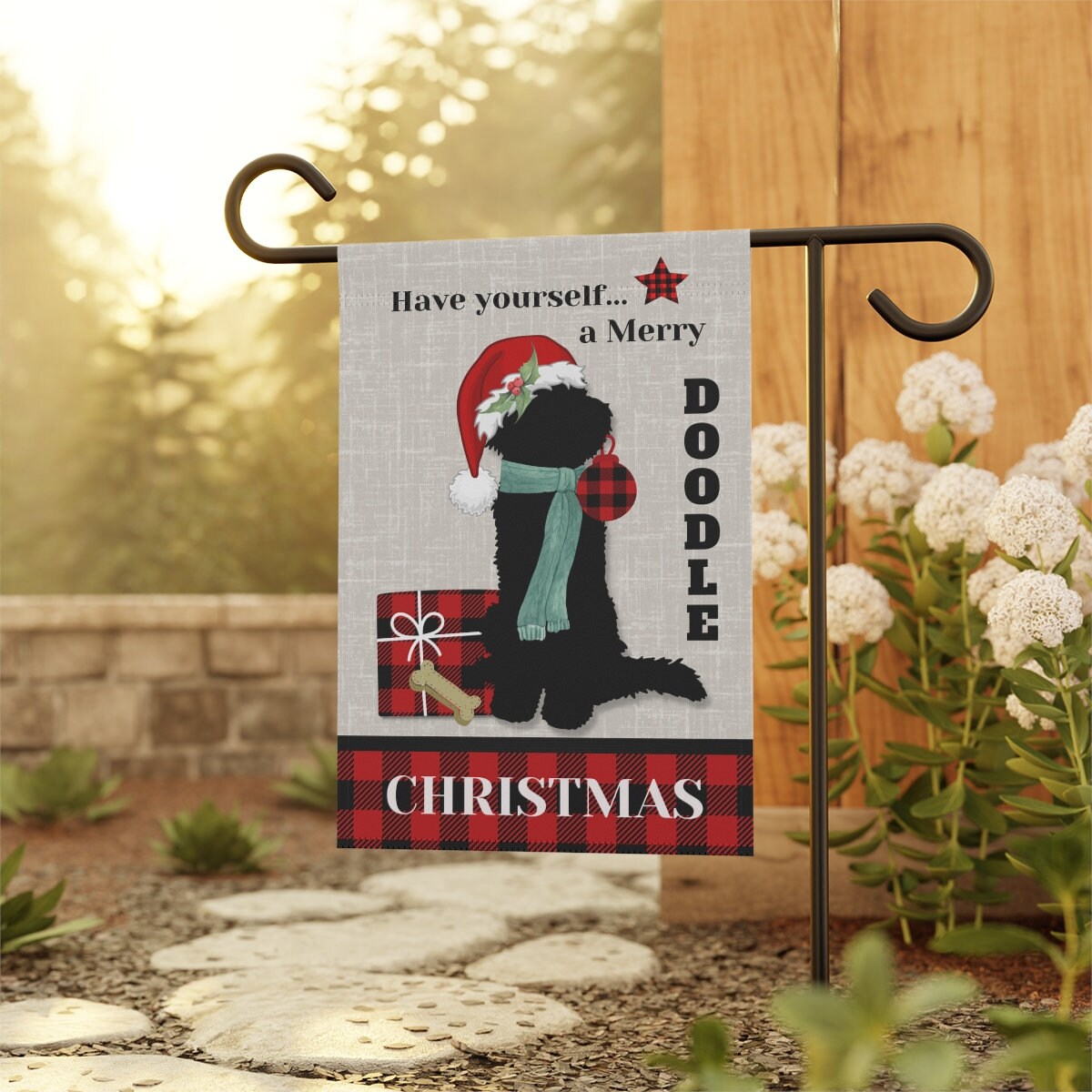 Doodle Dog Christmas Flag - Holiday Gift Idea for Doodle Mom or Dad Owner, Goldendoodle, Bernedoodle, Sheepadoodle & Most Doodle