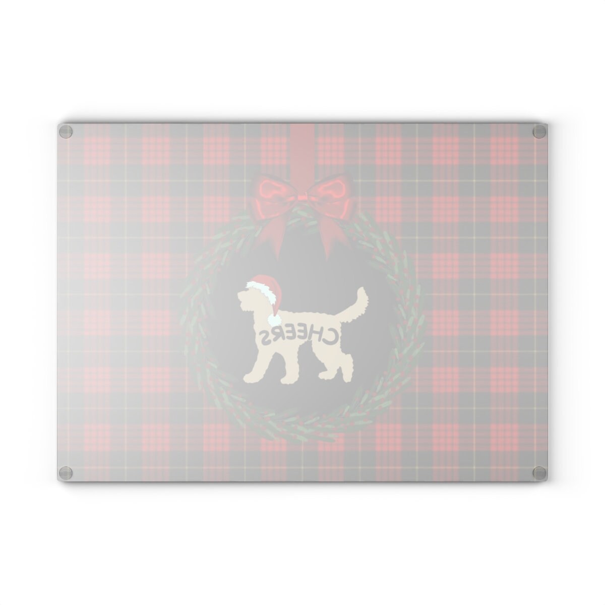 Doodle Dog Silhouette Christmas Glass Cutting Board - Perfect Doodle Mom or Dad Holiday Entertaining Gift, Available in 2 Sizes